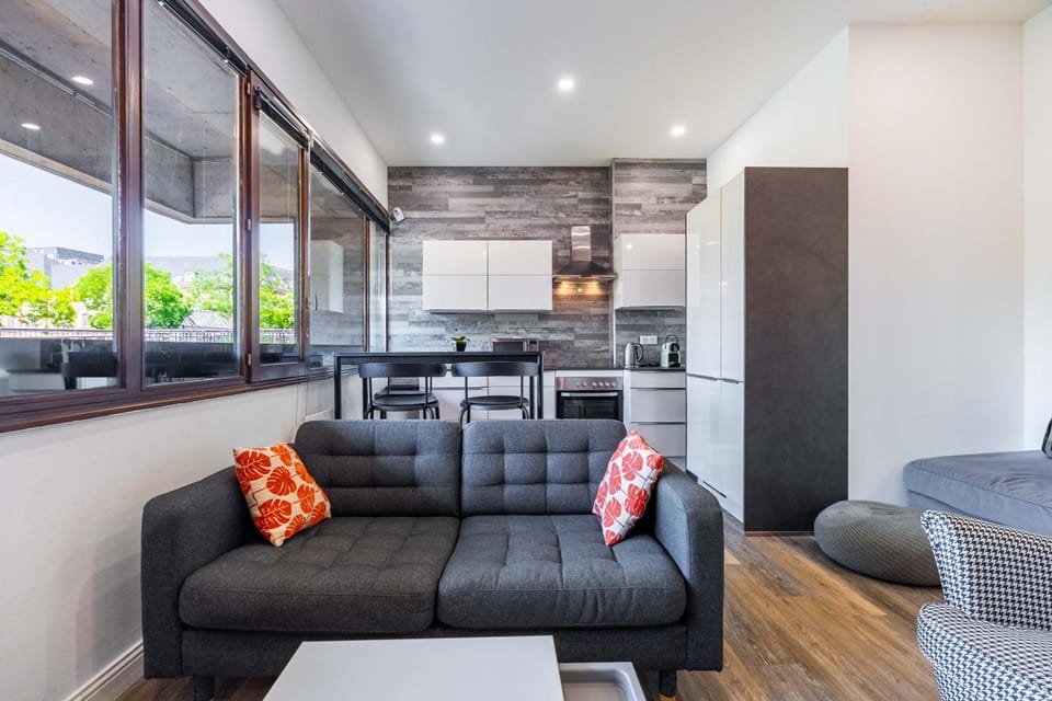 Living room, kitchen
