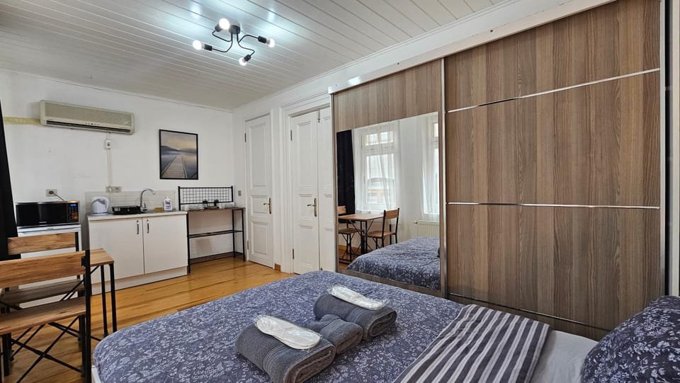 Bed, Kitchen or kitchenette, Photo of the whole room, Seating area, Bedroom, minibar, air conditioner