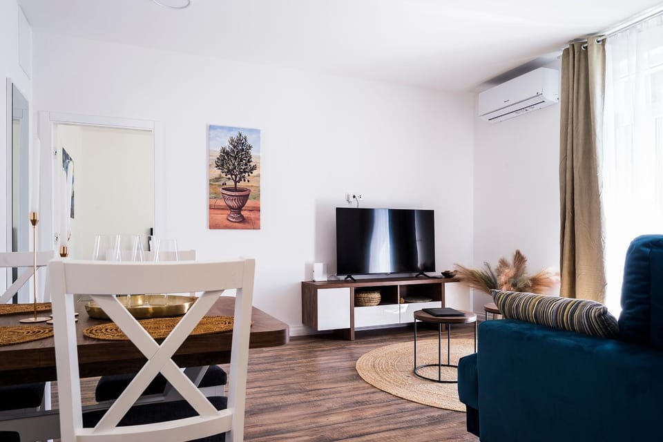 Communal lounge/ TV room, TV and multimedia, Living room, Seating area, Dining area, air conditioner