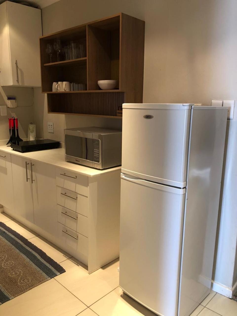 Kitchen or kitchenette, stove