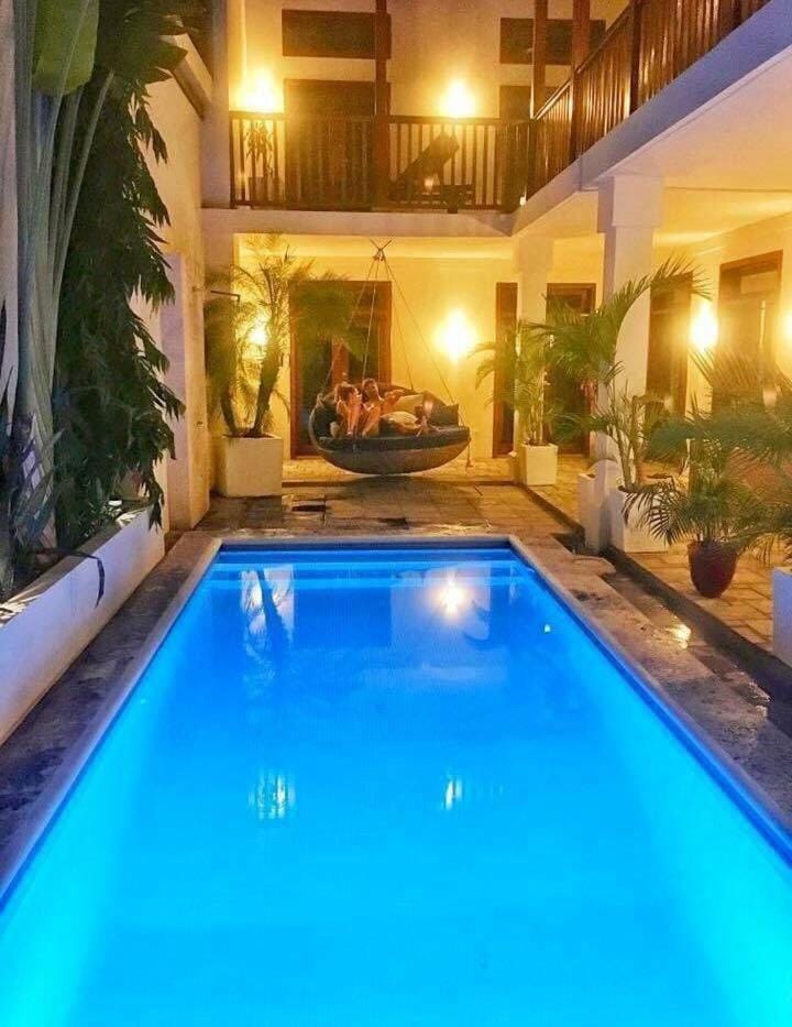 Patio, Night, Pool view, Swimming pool, sunbed