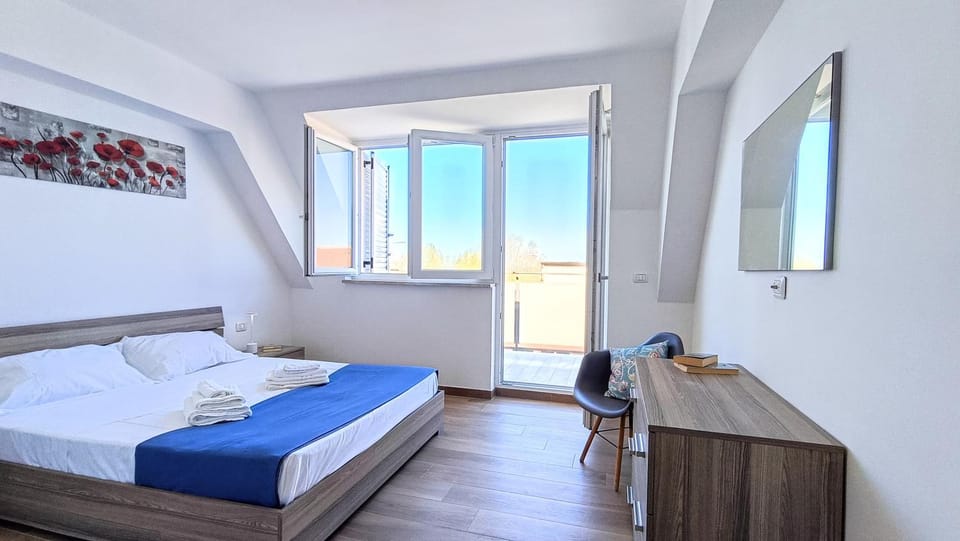 Bed, View (from property/room), Balcony/Terrace, Photo of the whole room, Bedroom, furniture, towels, air conditioner