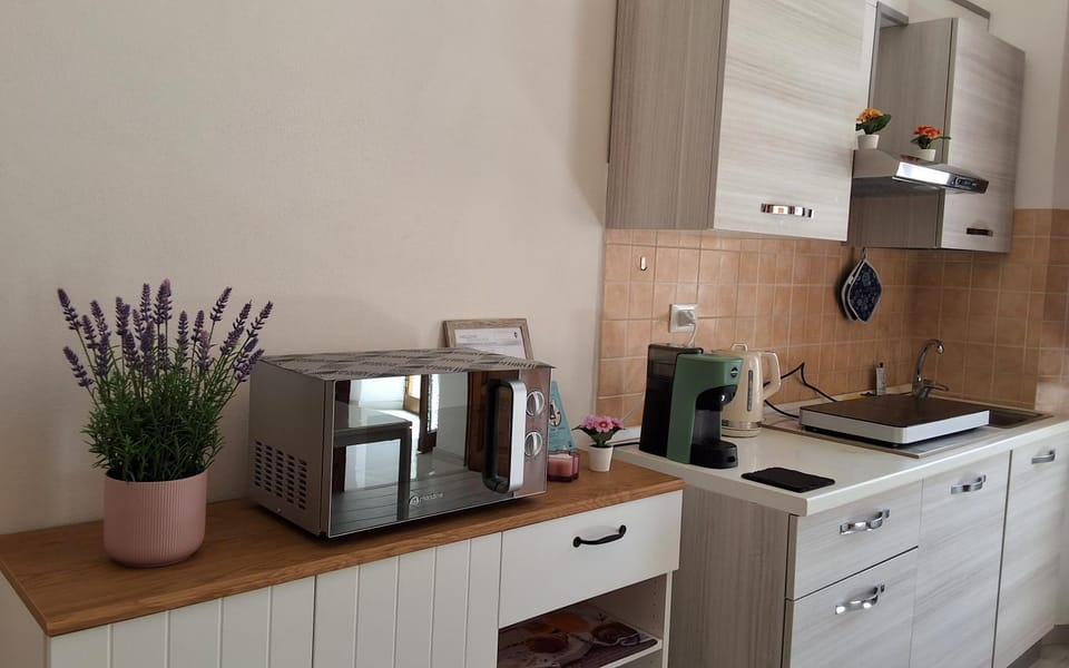 Coffee/tea facilities, Kitchen or kitchenette, stove