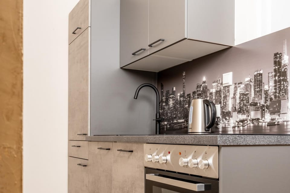 Kitchen or kitchenette, stove
