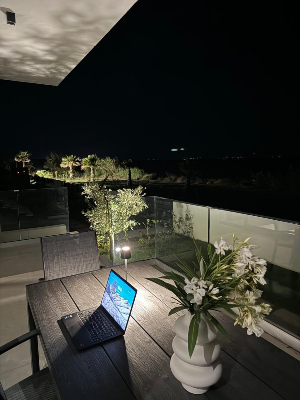 Patio, Night, Natural landscape, View (from property/room), Balcony/Terrace