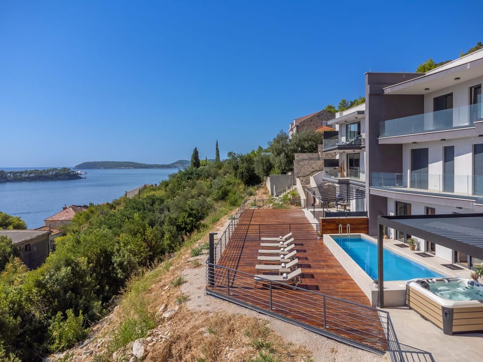 Patio, View (from property/room), Sea view, Swimming pool