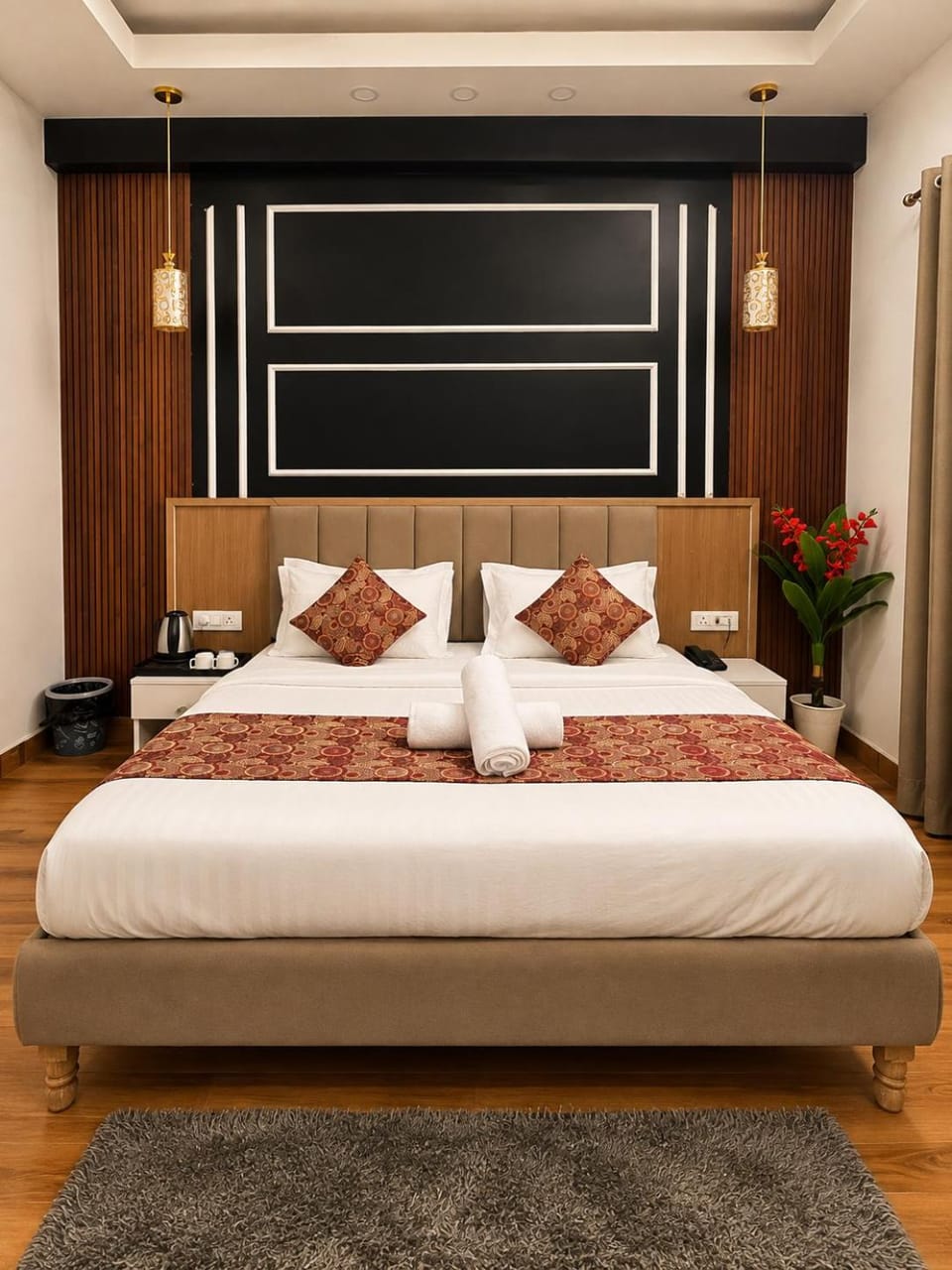 Bed, Photo of the whole room, Bedroom, towels