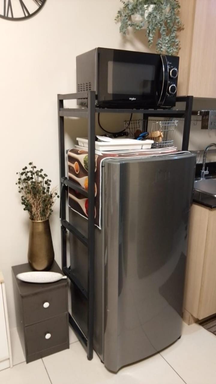 Kitchen or kitchenette, microwave