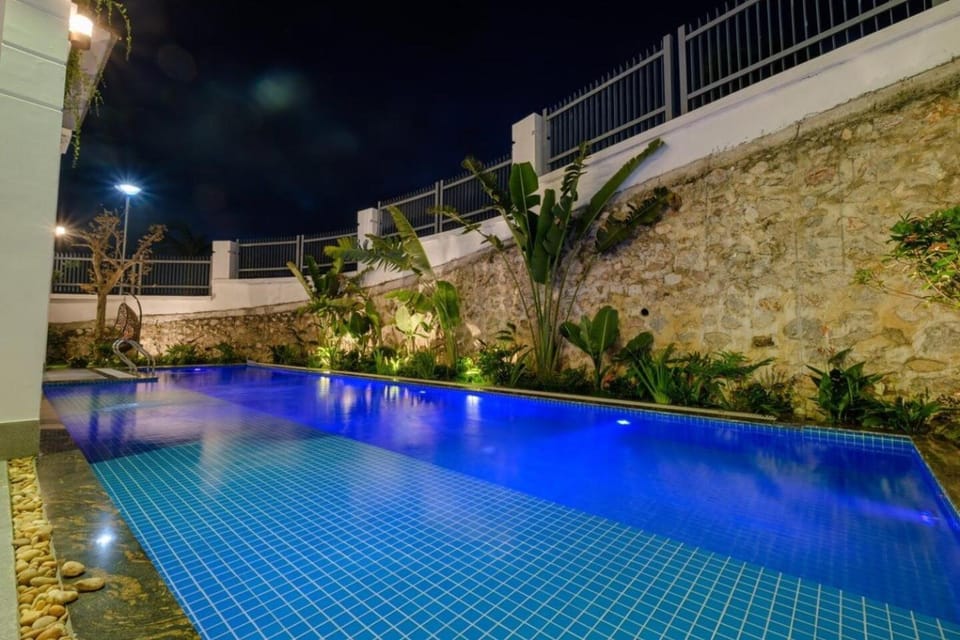 Night, Pool view, Swimming pool
