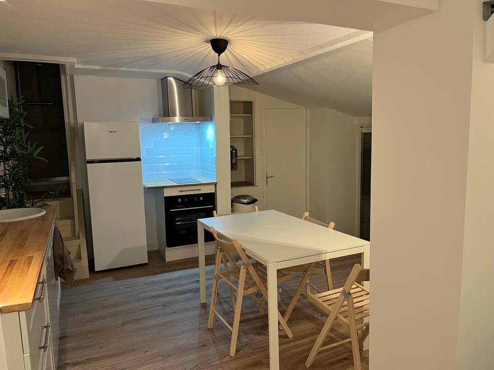 Kitchen or kitchenette, Dining area, minibar, pet friendly, stove