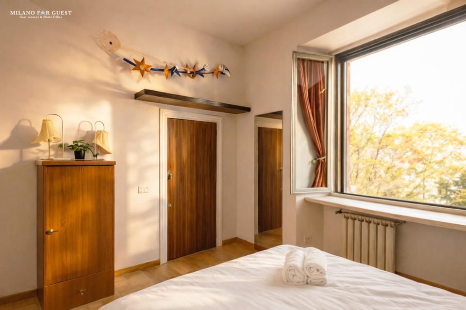Bed, Photo of the whole room, Bedroom, towels, wardrobe