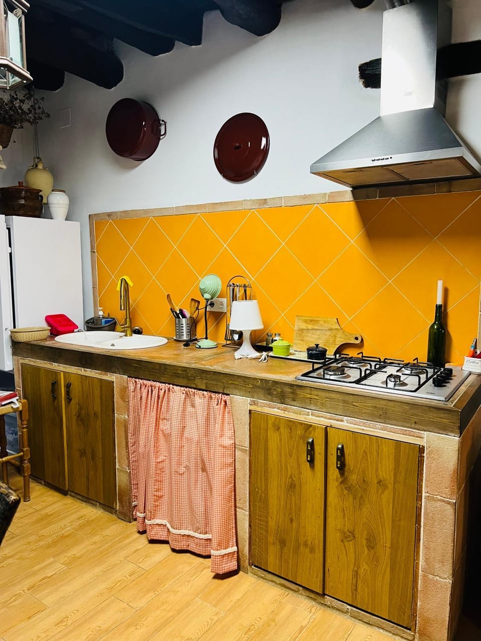 Kitchen or kitchenette, stove