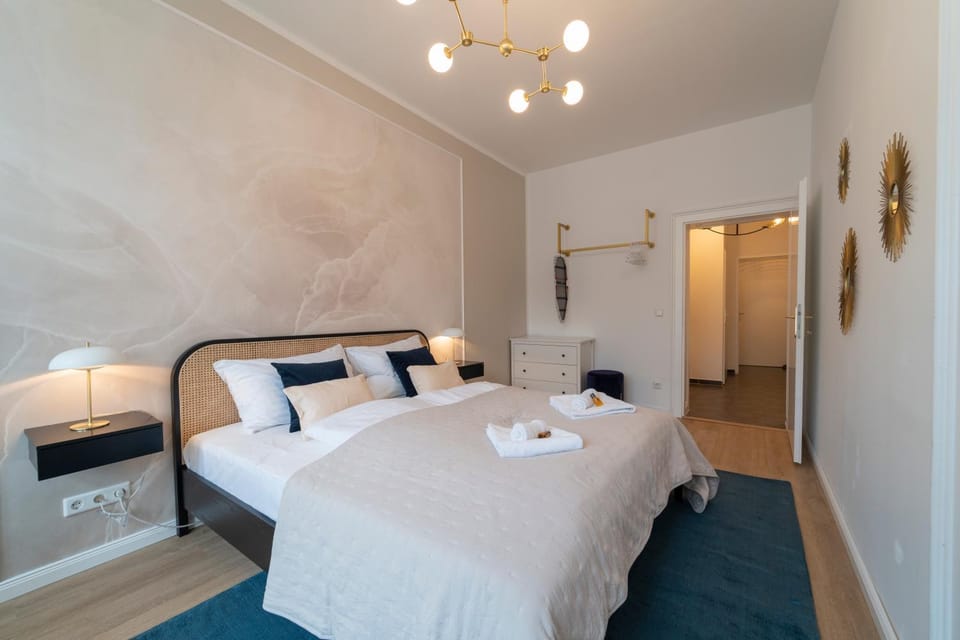 Bed, Photo of the whole room, Bedroom, towels, wardrobe