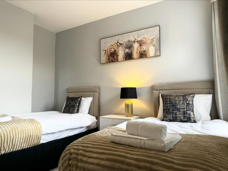 Bed, Photo of the whole room, Bedroom, towels