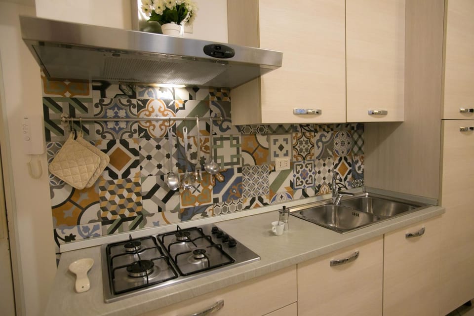 Kitchen or kitchenette, stove