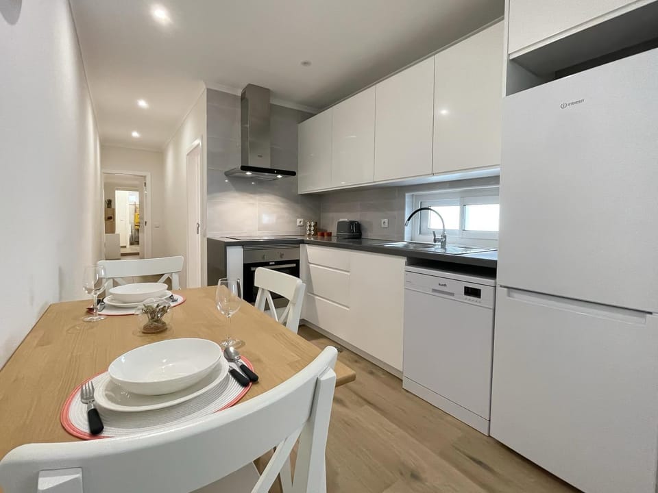 Dining area, dishwasher, stove, kitchen