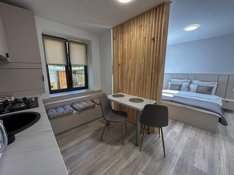 Bed, Kitchen or kitchenette, Living room, Photo of the whole room, Seating area, Dining area, Bedroom