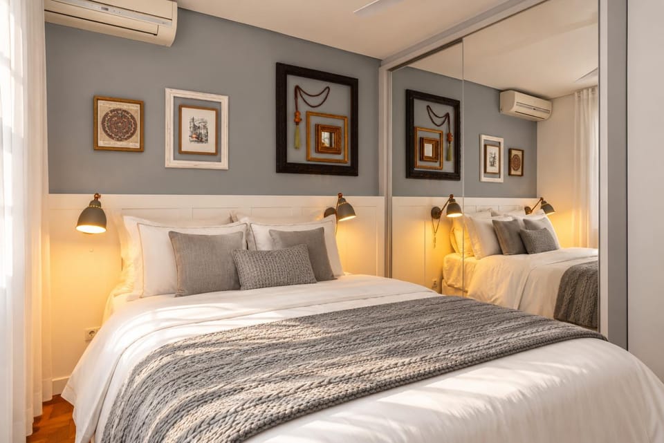 Bed, Photo of the whole room, Bedroom, air conditioner