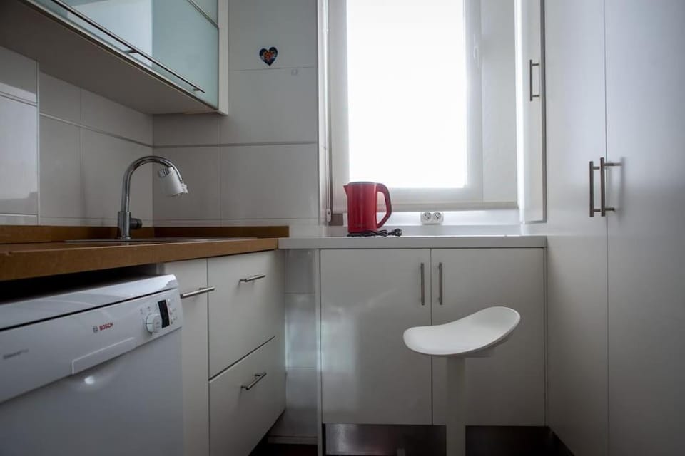 Kitchen or kitchenette, stove