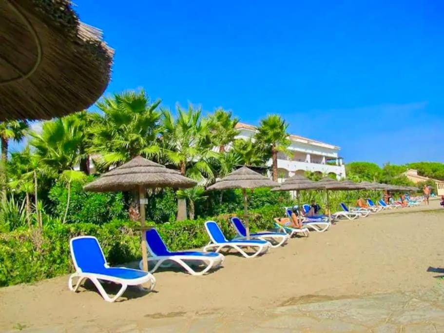 Beach, Sea view, sunbed