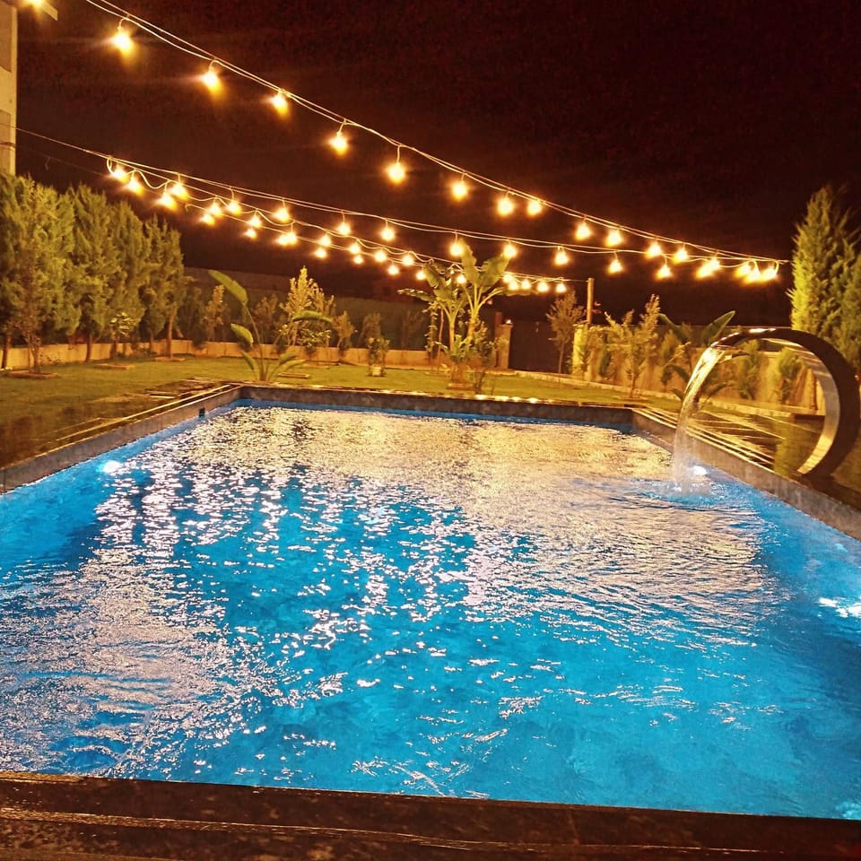 Night, Pool view, Swimming pool