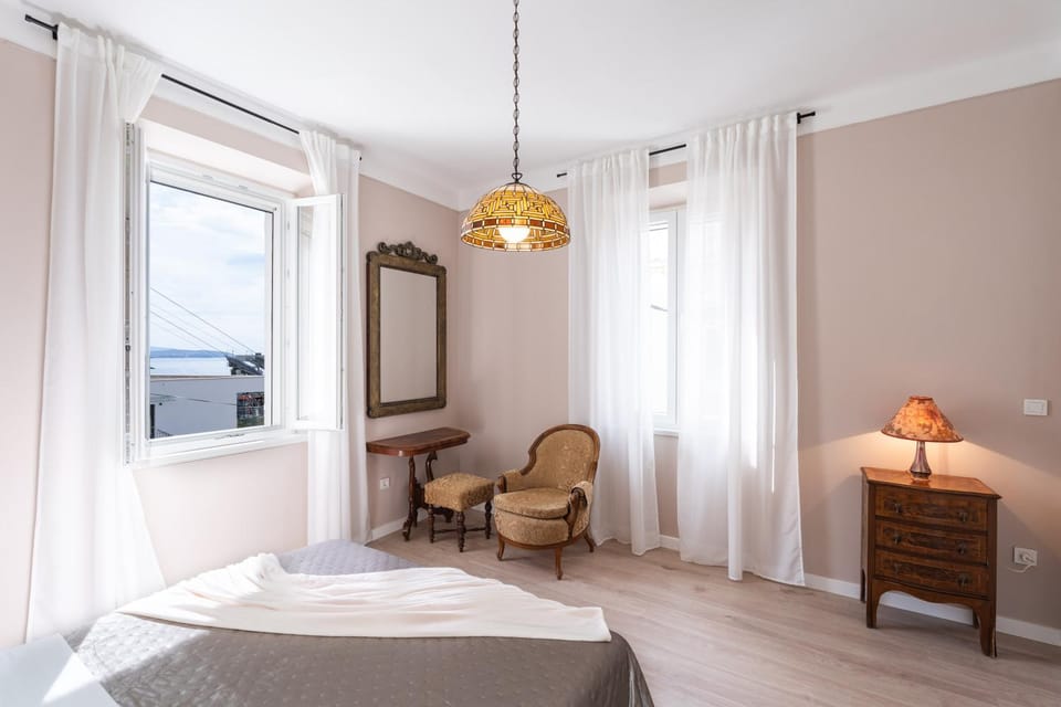 Bed, Bedroom, City view, wardrobe