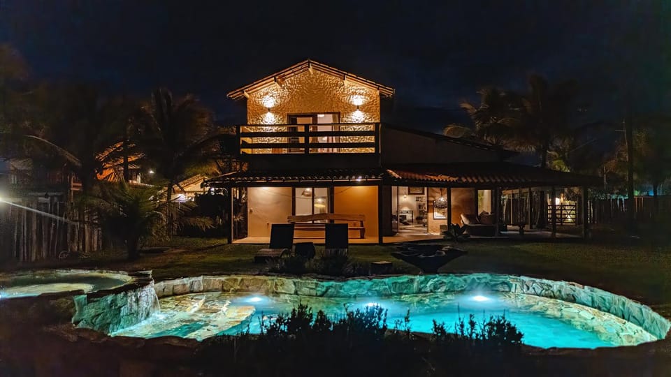 Night, Garden, Garden view, Swimming pool