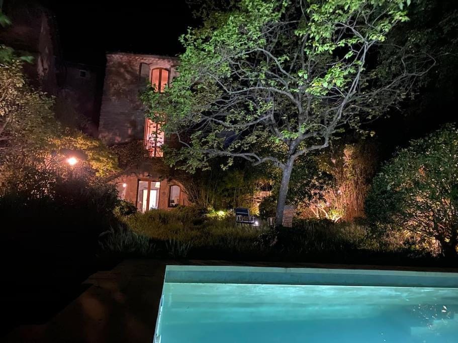 Property building, Night, Garden, Garden view, Swimming pool