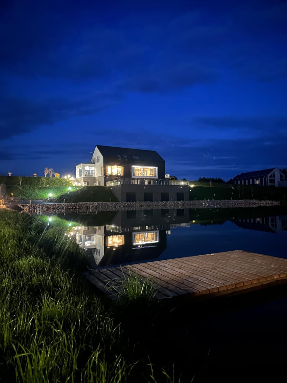 Property building, Night, Lake view