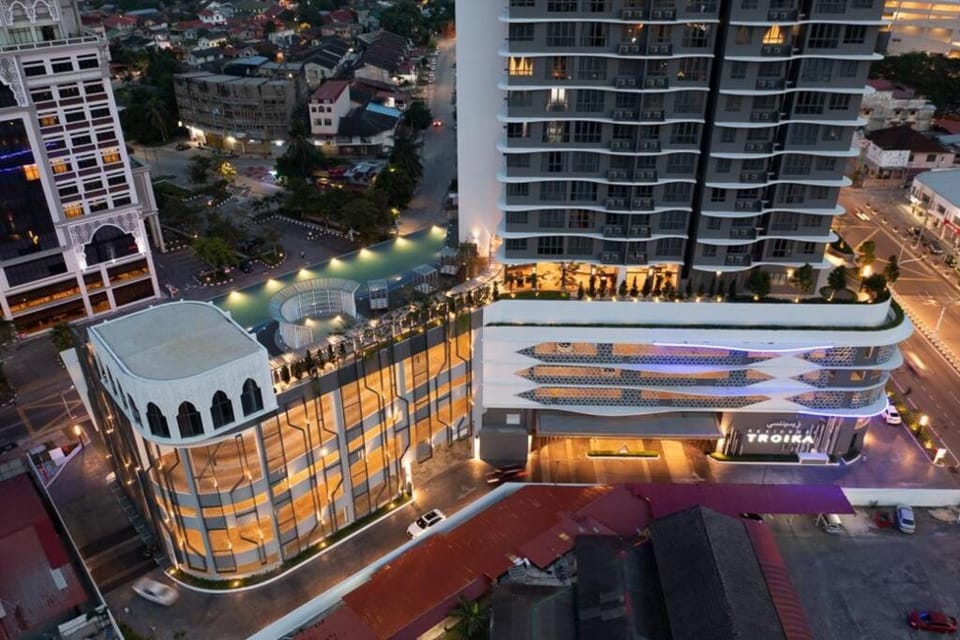 Property building, Night, Bird's eye view, City view, Location