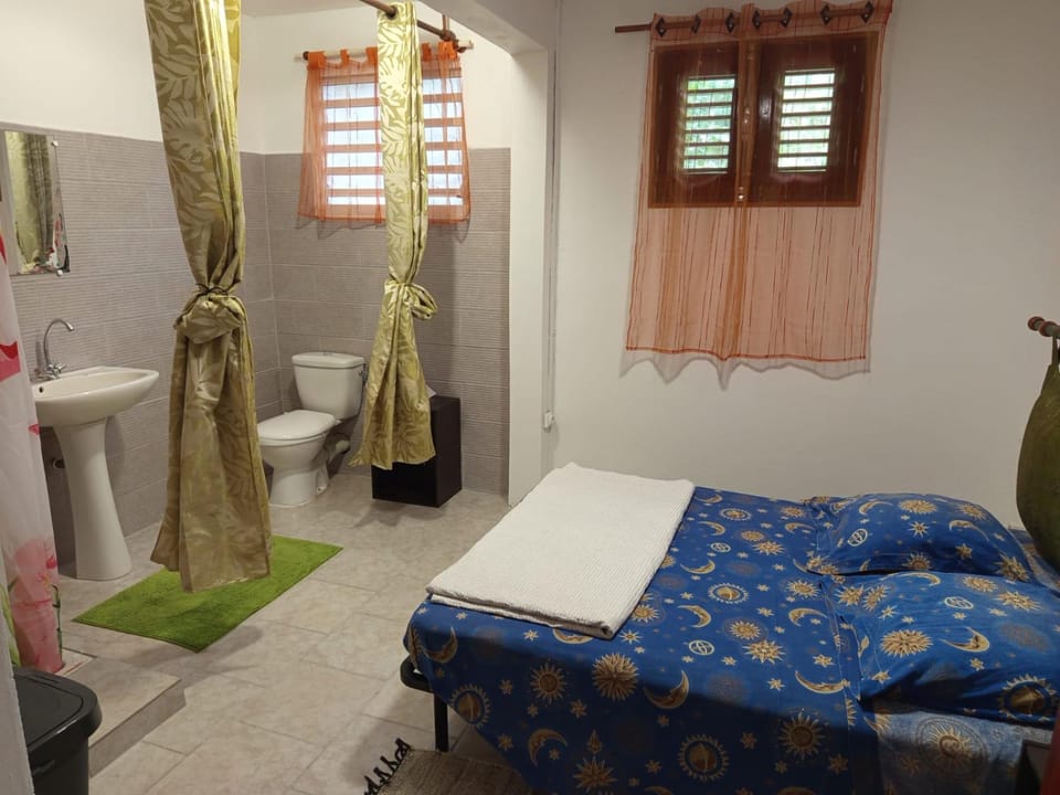 Toilet, Bed, Bathroom, Photo of the whole room, Bedroom
