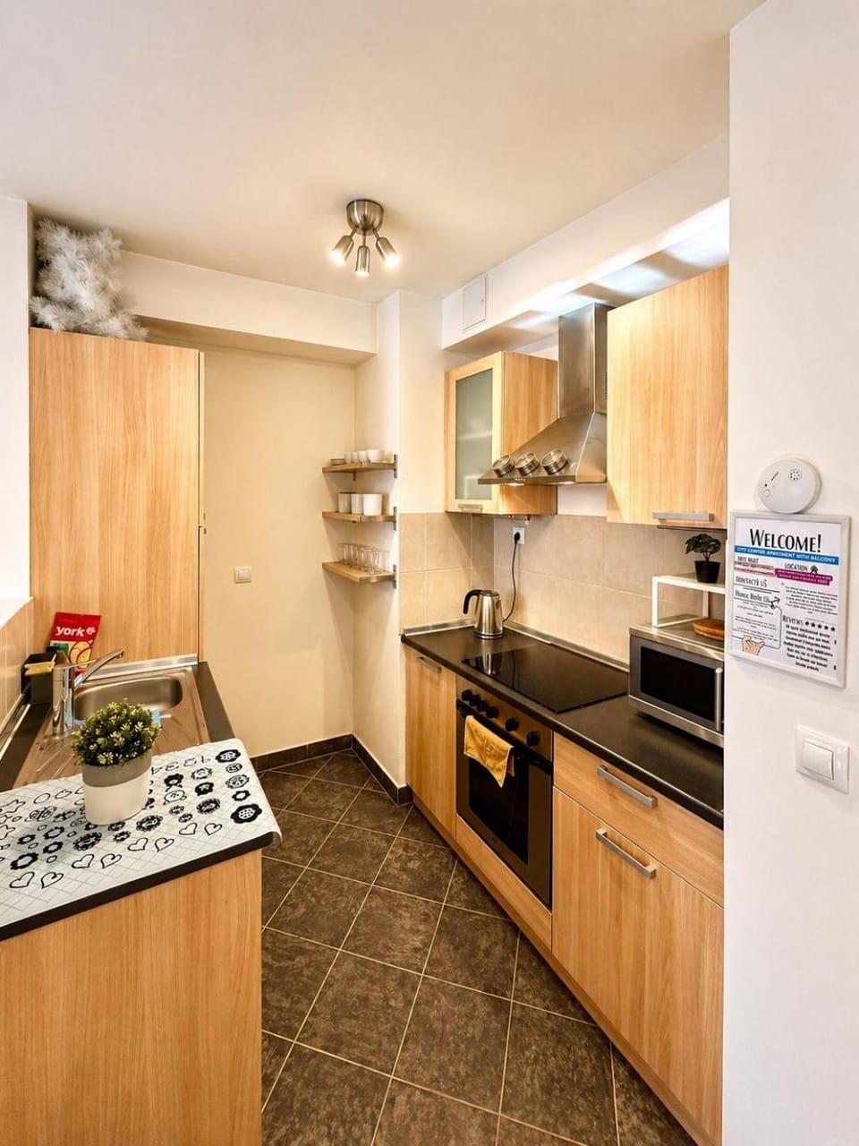 Kitchen or kitchenette, dishwasher, stove