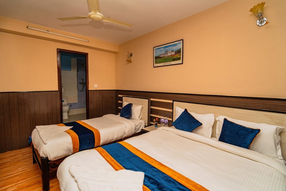 Photo of the whole room, Bedroom, fireplace