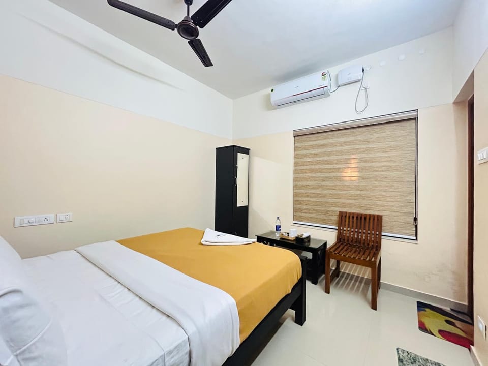 Bed, Photo of the whole room, Bedroom, fireplace, air conditioner