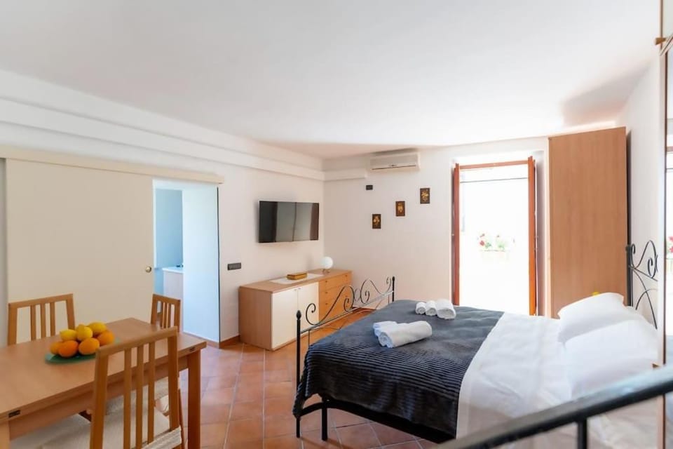 Bed, TV and multimedia, Kitchen or kitchenette, Living room, Photo of the whole room, Seating area, Dining area, Bedroom