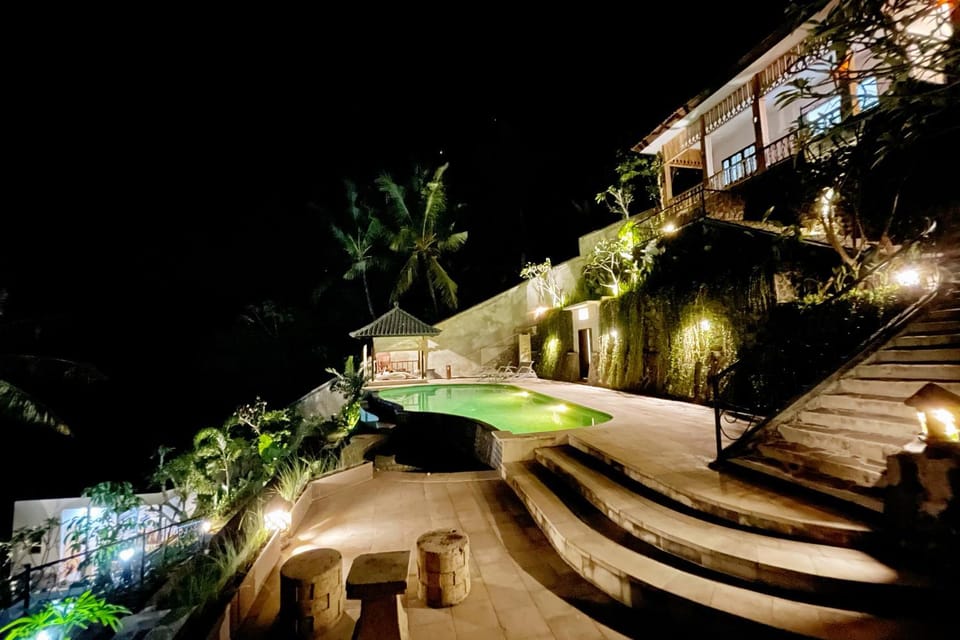 Property building, Night, Garden view, Swimming pool