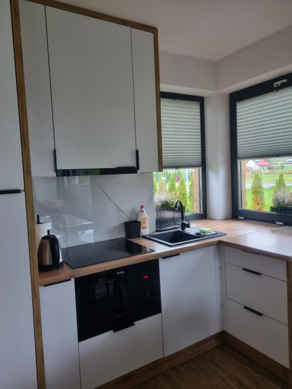 Kitchen or kitchenette, stove, toaster
