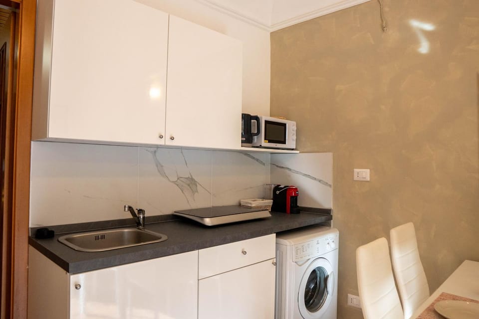 Kitchen or kitchenette, minibar, stove, washing machine