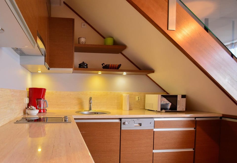 Coffee/tea facilities, Kitchen or kitchenette, dishwasher, minibar, stove