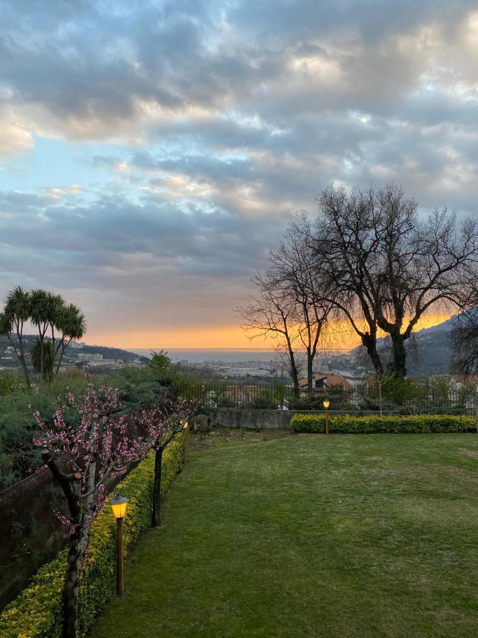 Spring, Natural landscape, Garden, Garden view, Sea view, Sunset