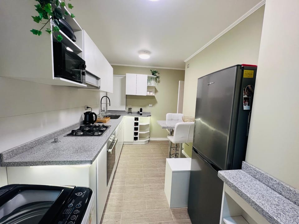 Kitchen or kitchenette, Dining area, oven, stove, toaster, washing machine