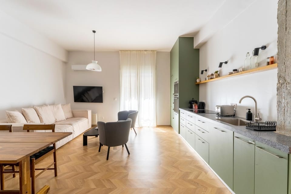 Living room, kitchen