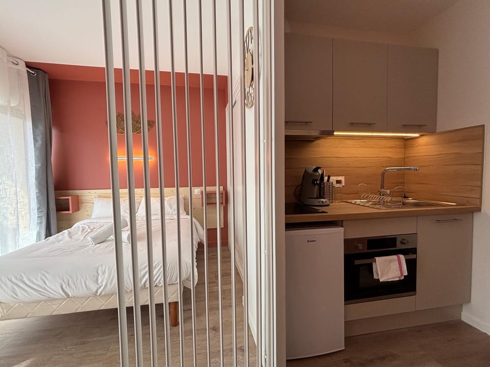 Bed, Kitchen or kitchenette, Photo of the whole room, Bedroom, oven