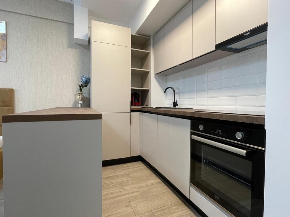 Kitchen or kitchenette, oven, stove