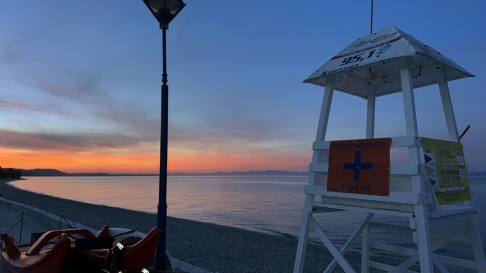 Beach, Sea view, Sunset