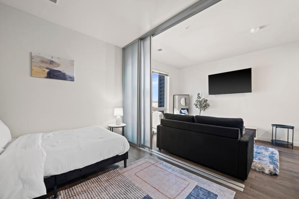 Downtown View Near Lake Michigan Plaza Black Apartment in Milwaukee