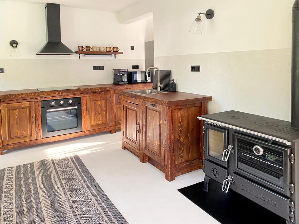 Kitchen or kitchenette, microwave, oven, stove, stove, kitchen, kitchen