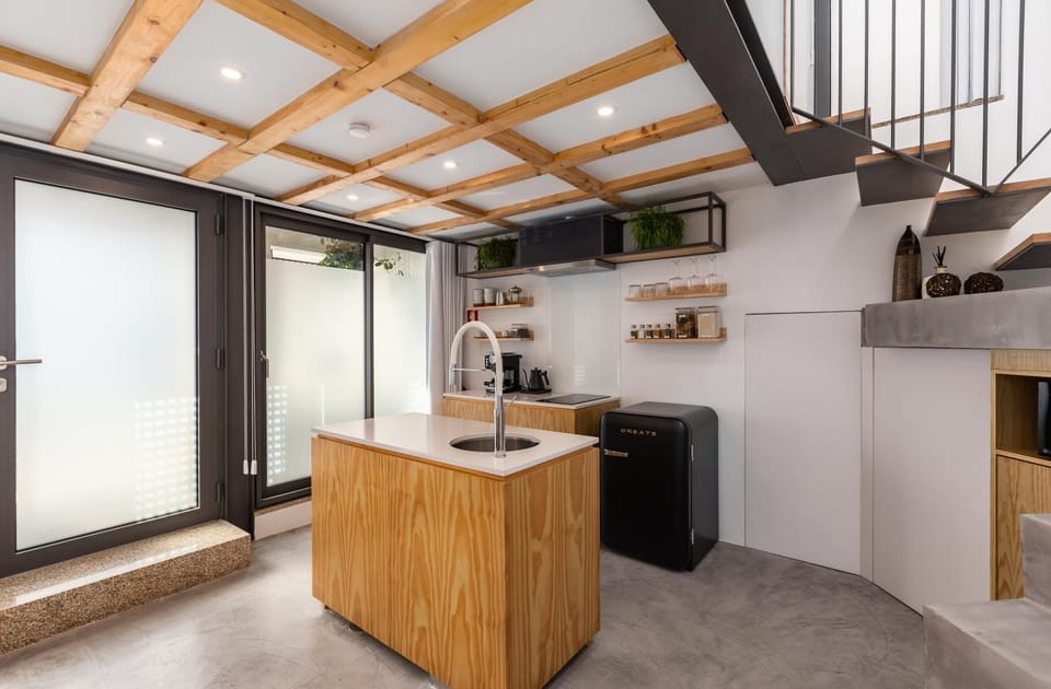 dishwasher, minibar, stove, kitchen