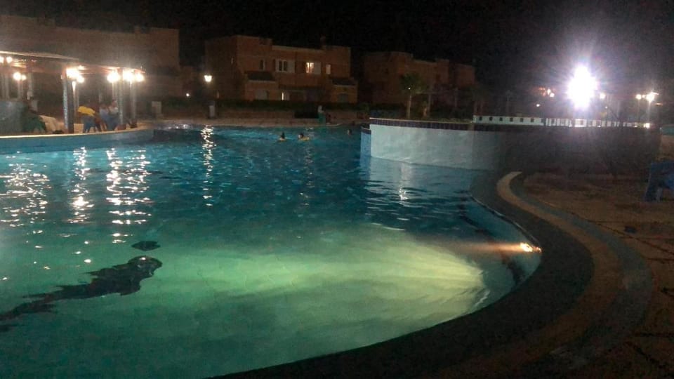 Night, Pool view, Swimming pool
