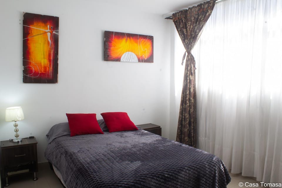 Bed, Decorative detail, Bedroom, City view, wardrobe